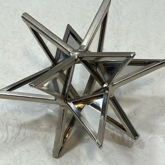 Mirror Metal 3D Star Ornament Holiday Christmas Table Mantel Decor 5" - Picture 3 of 10